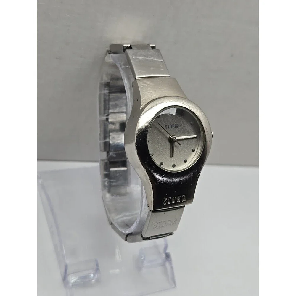 Vintage STORM Palladium Bubble Watch Silver Tone 90s Womens New Battery